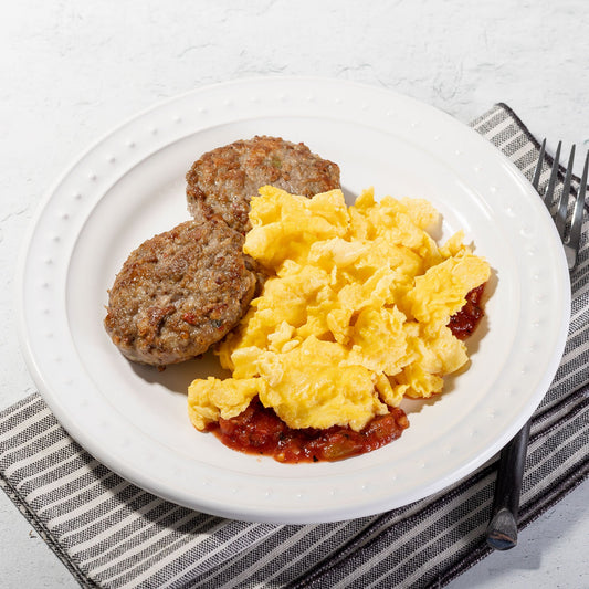 Apple Sausage and Eggs with Fire Roasted Salsa