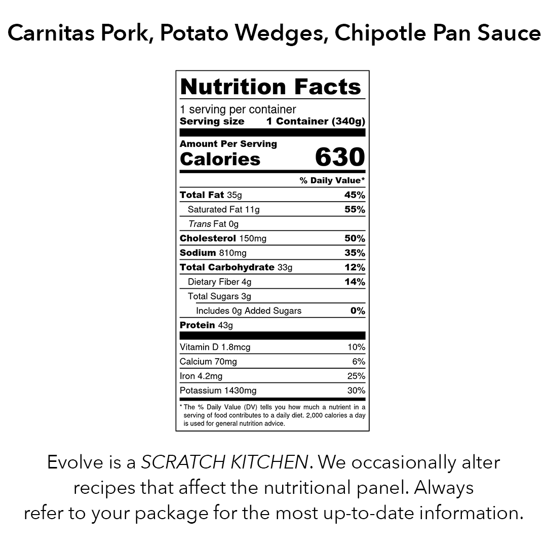 Carnitas Pork, Potato Wedges, Chipotle Pan Sauce
