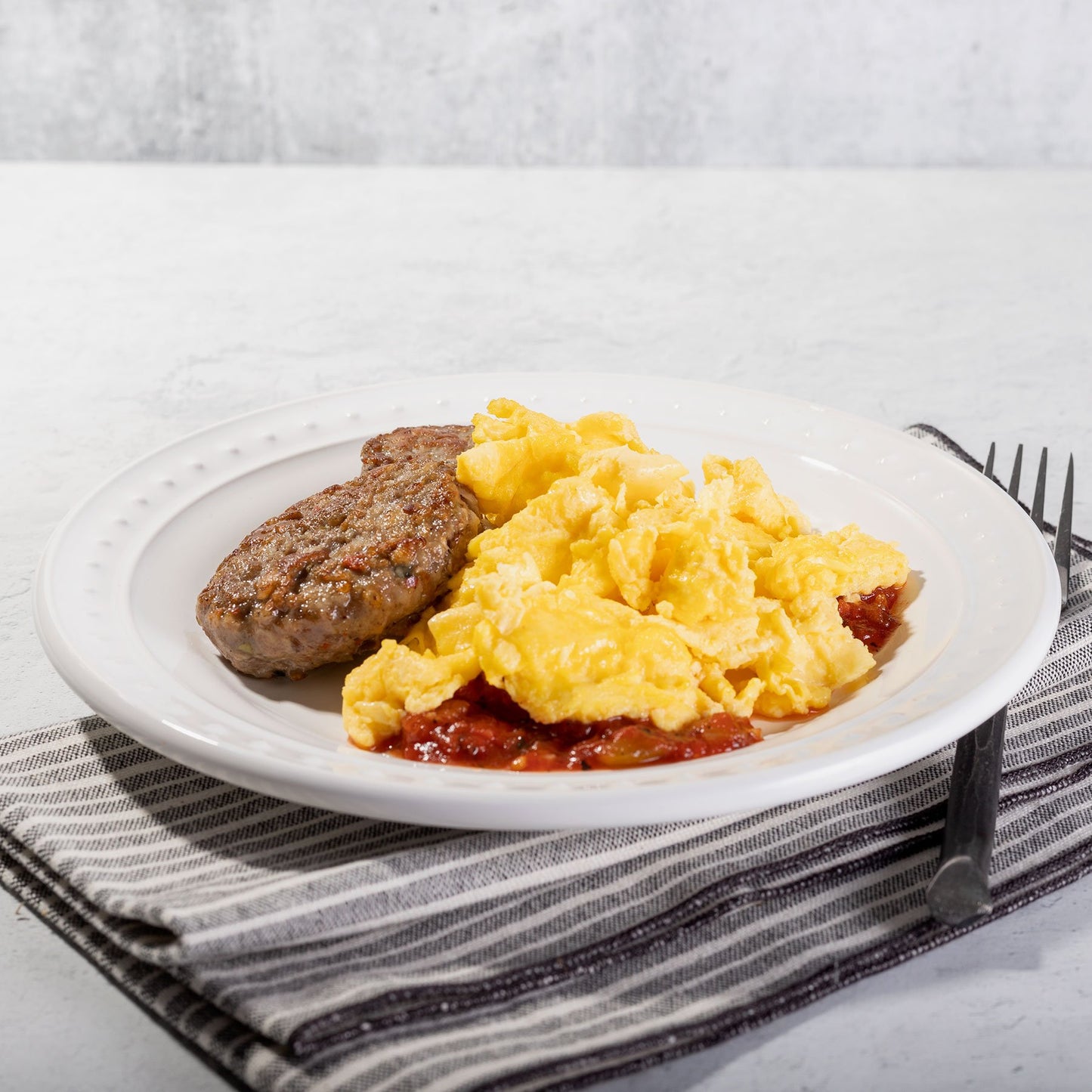 Apple Sausage and Eggs with Fire Roasted Salsa