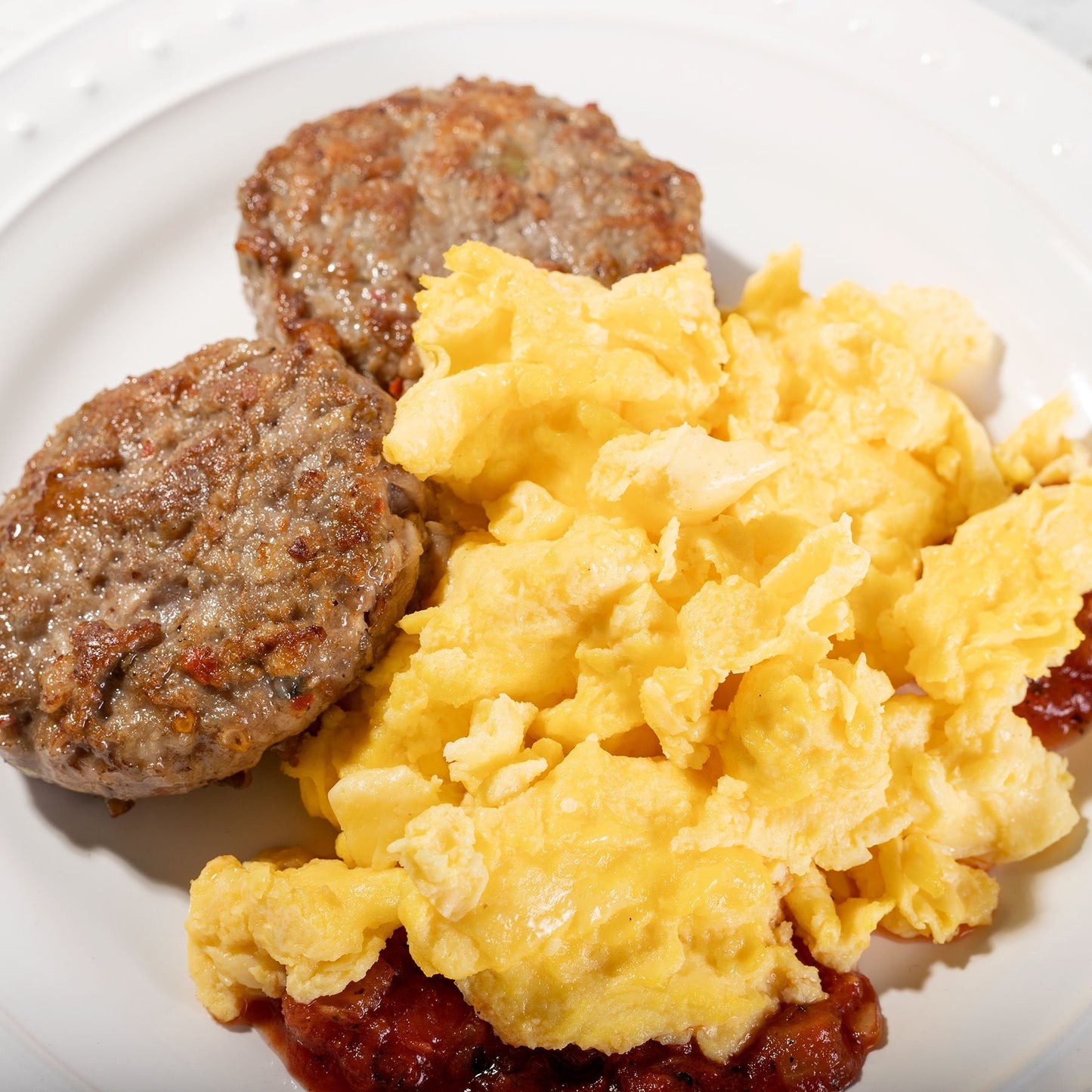 Apple Sausage and Eggs with Fire Roasted Salsa