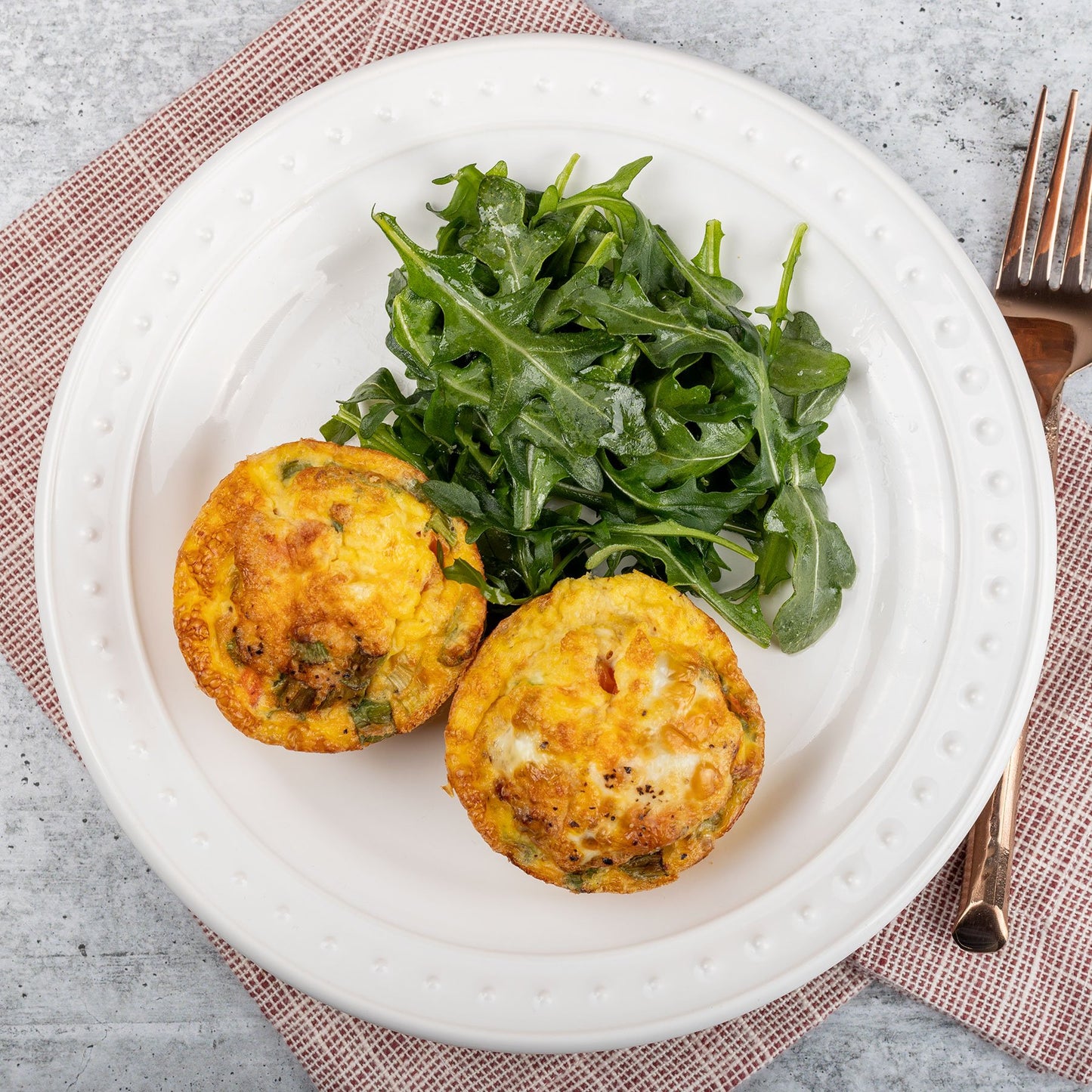 Bacon & Tomato Egg Bites, Breakfast Greens