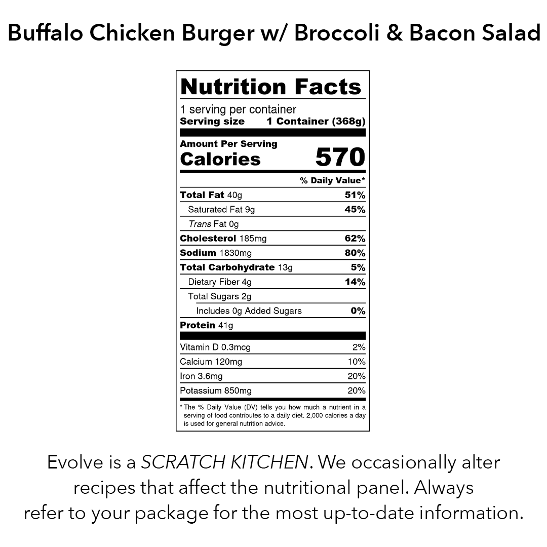 Buffalo Chicken Burger With Broccoli & Bacon Salad