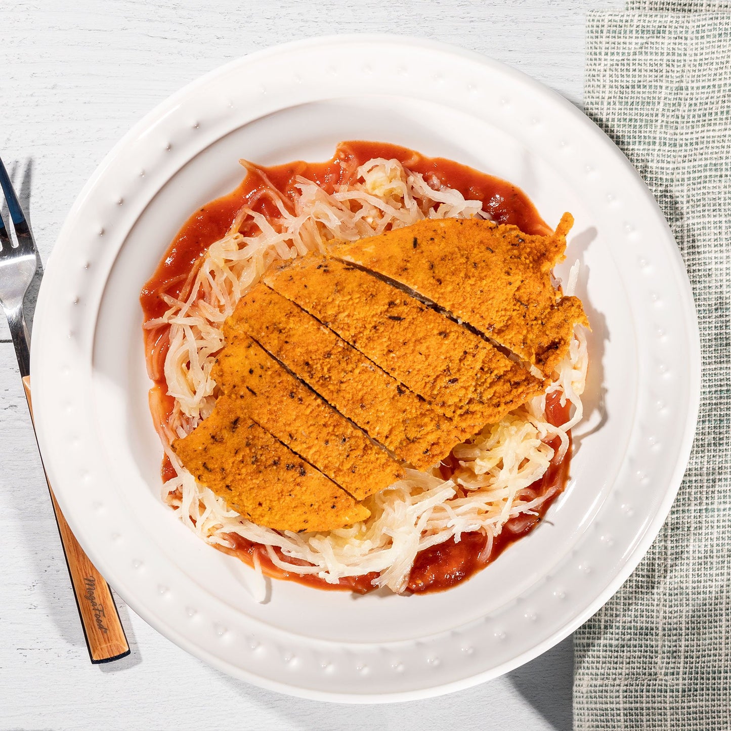 Fried Chicken with Spaghetti Squash and Marinara