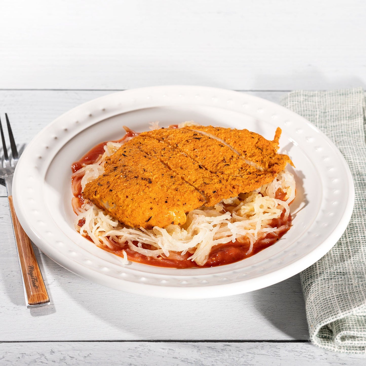 Fried Chicken with Spaghetti Squash and Marinara