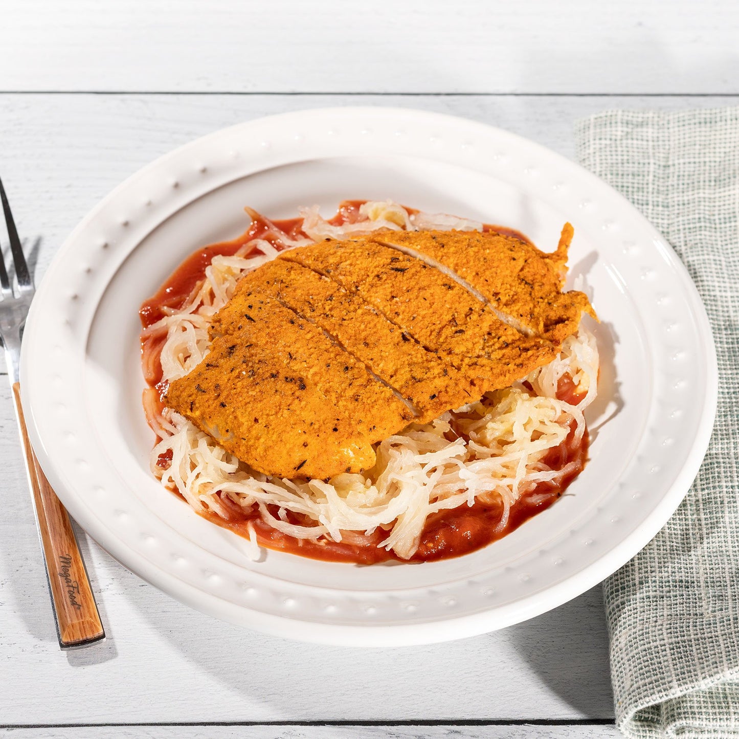 Fried Chicken with Spaghetti Squash and Marinara