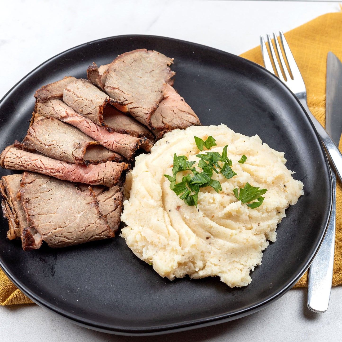 Salt & Pepper Crusted Steak and Keto Mash