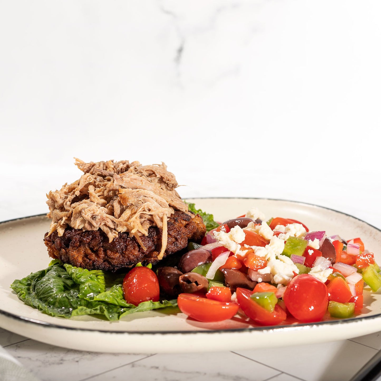 Pork Burger with Summer Salad