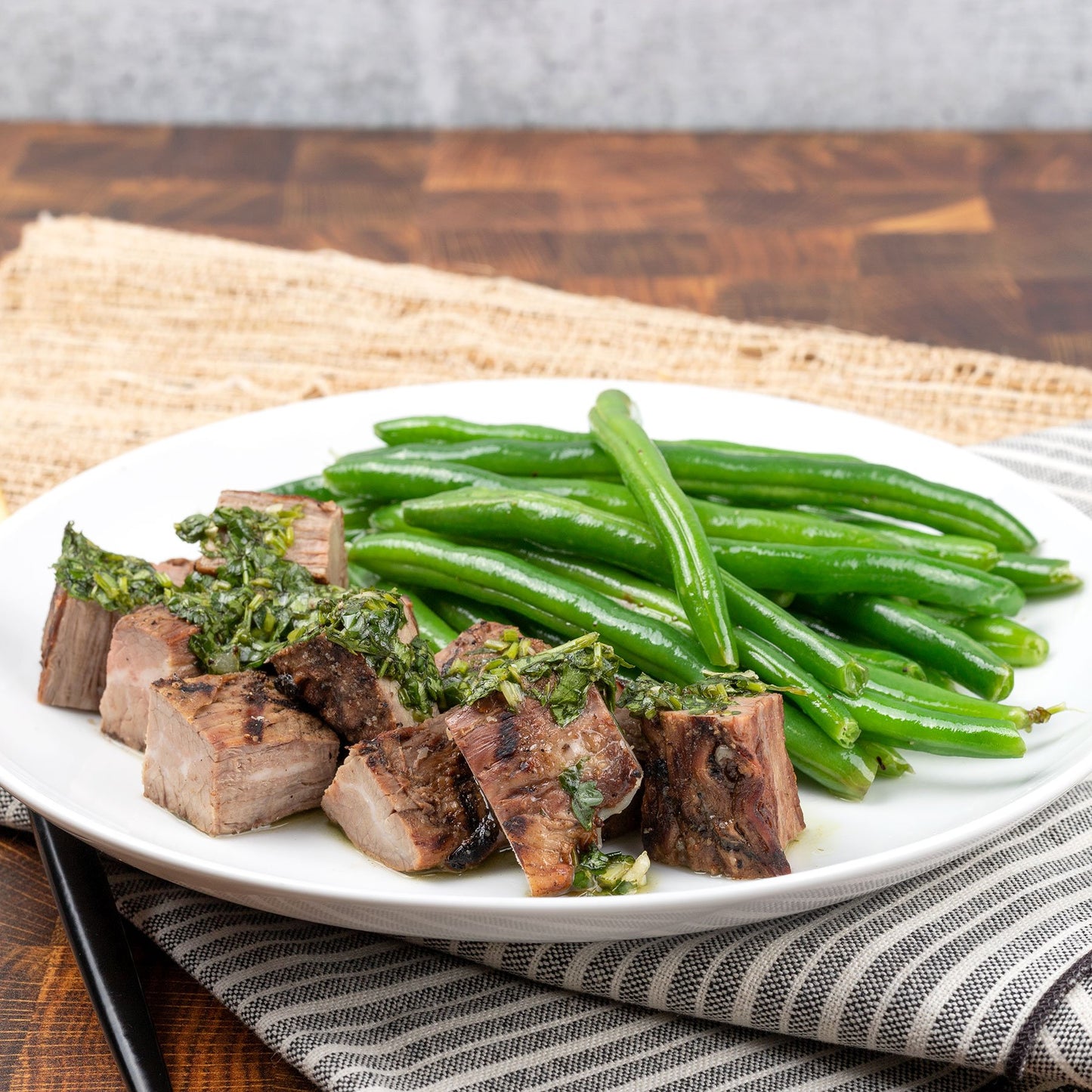 Steak and Green Beans with Chimmichurri