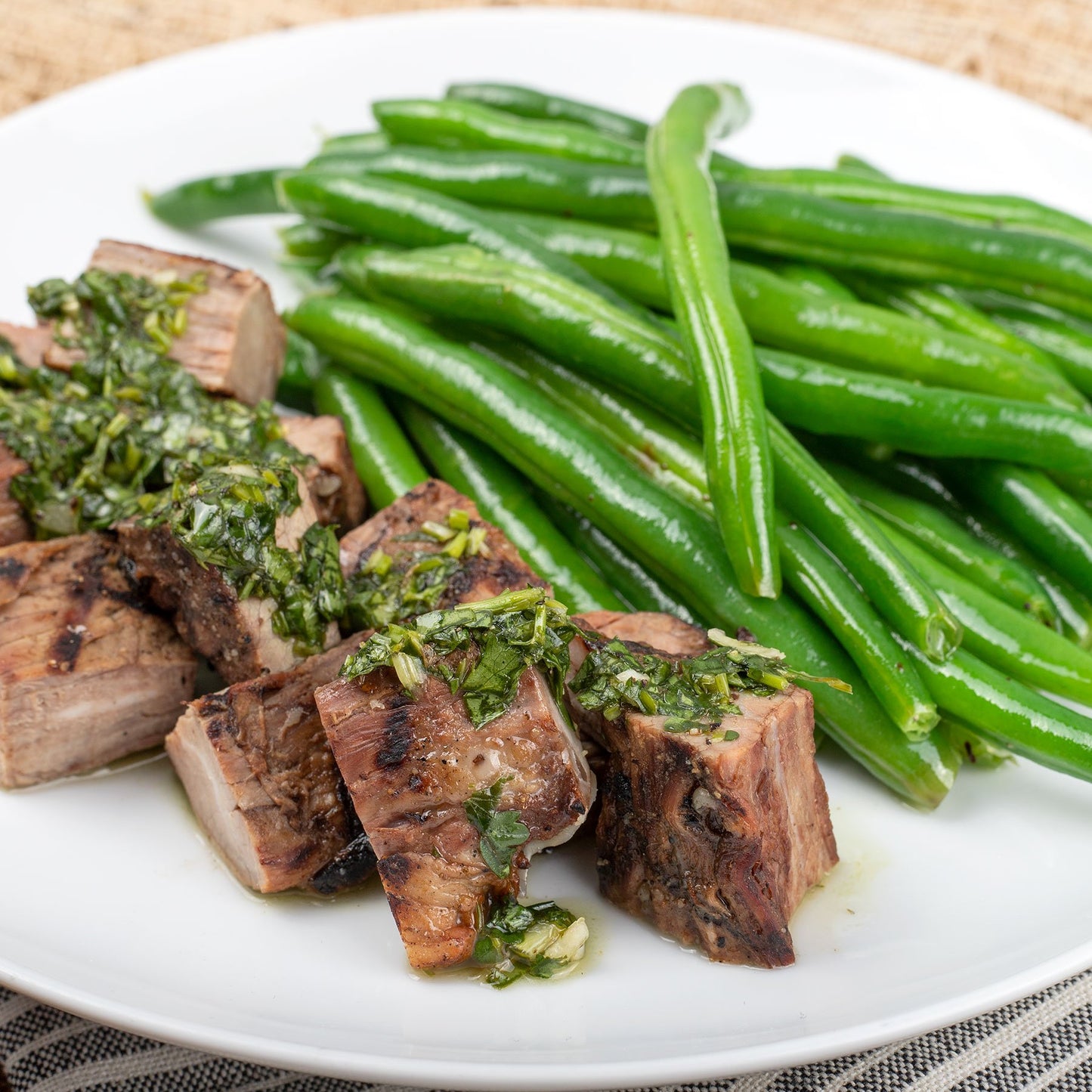 Steak and Green Beans with Chimmichurri